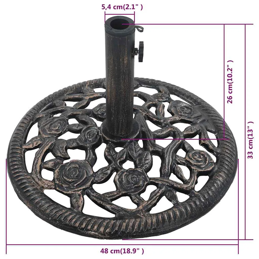 Parasol base Bronze 12 kg 48 cm Cast iron - 9