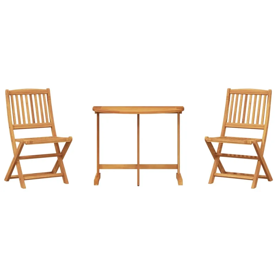 Ensemble à manger de jardin pliable 3 pcs bois d'acacia massif - 2