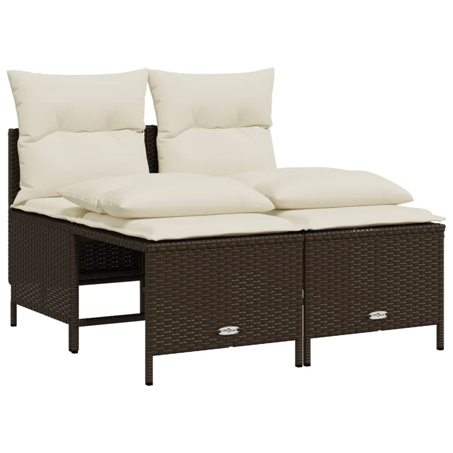 Salon de jardin 4 pcs avec coussins marron résine tressée - 2