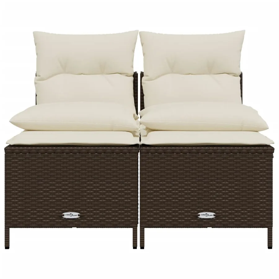 Salon de jardin 4 pcs avec coussins marron résine tressée - 3