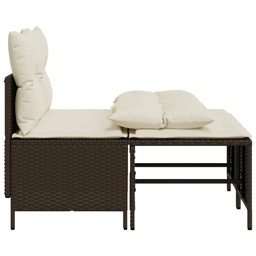 Salon de jardin 4 pcs avec coussins marron résine tressée - 4