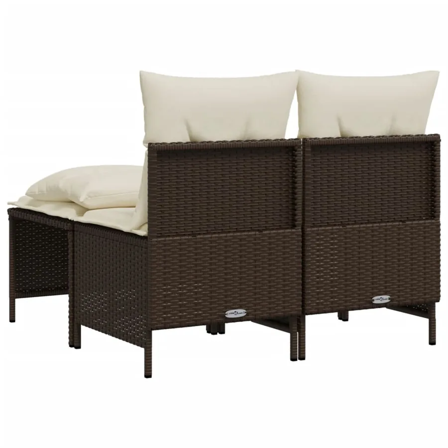 Salon de jardin 4 pcs avec coussins marron résine tressée - 5