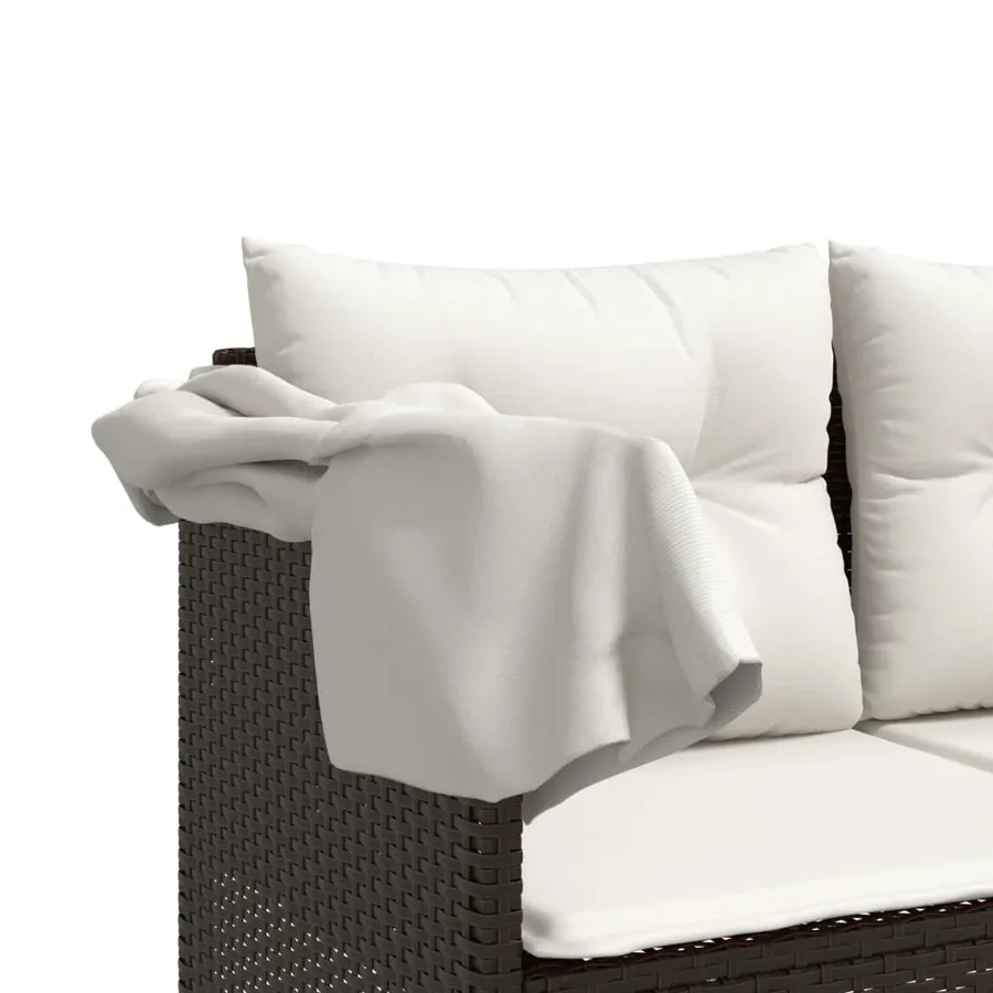 Salon de jardin avec coussins 5 pcs marron résine tressée - 6
