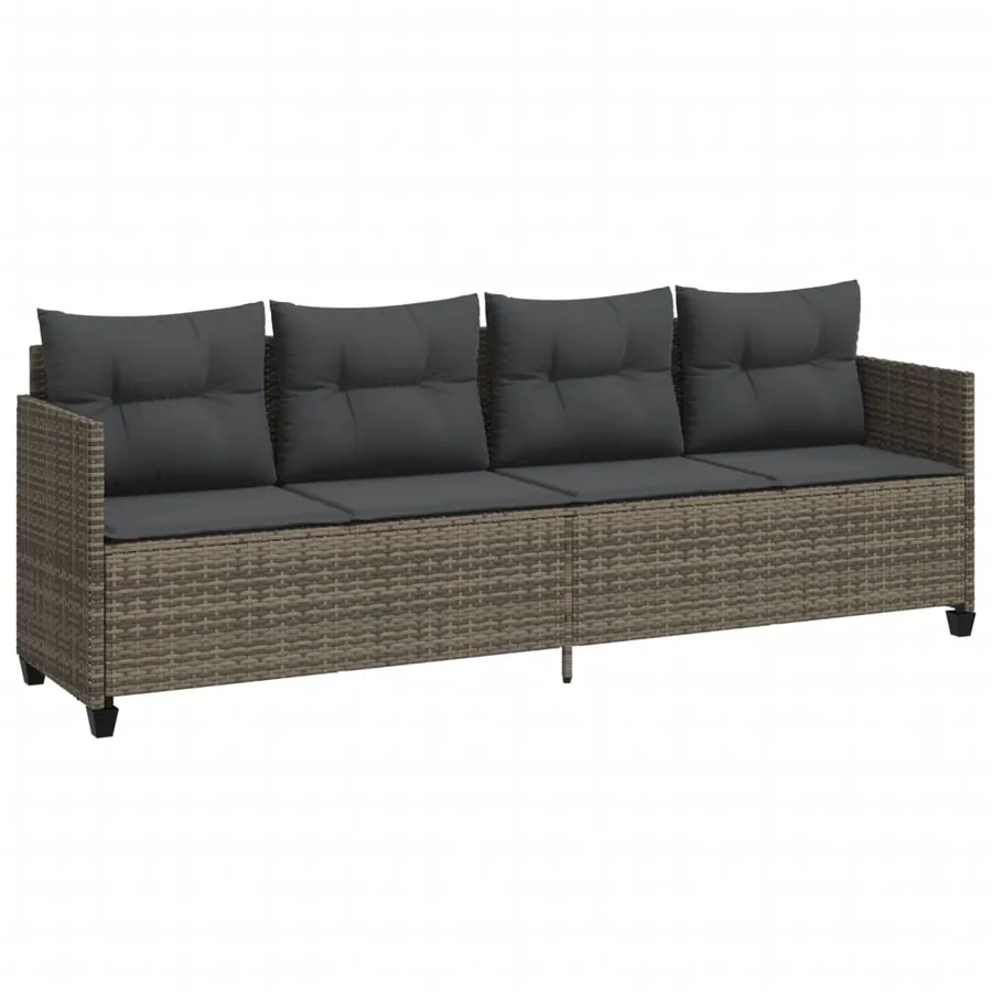 Salon de jardin 5 pcs avec coussins gris résine tressée - 3