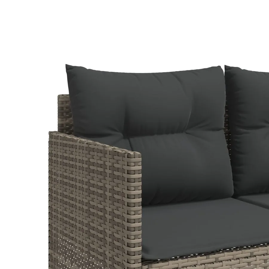 Salon de jardin 5 pcs avec coussins gris résine tressée - 6