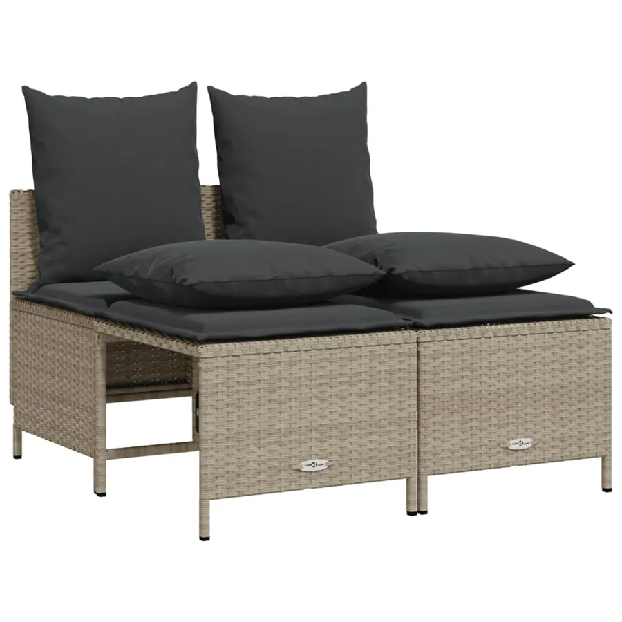 Salon de jardin 4 pcs avec coussins gris clair résine tressée - 2