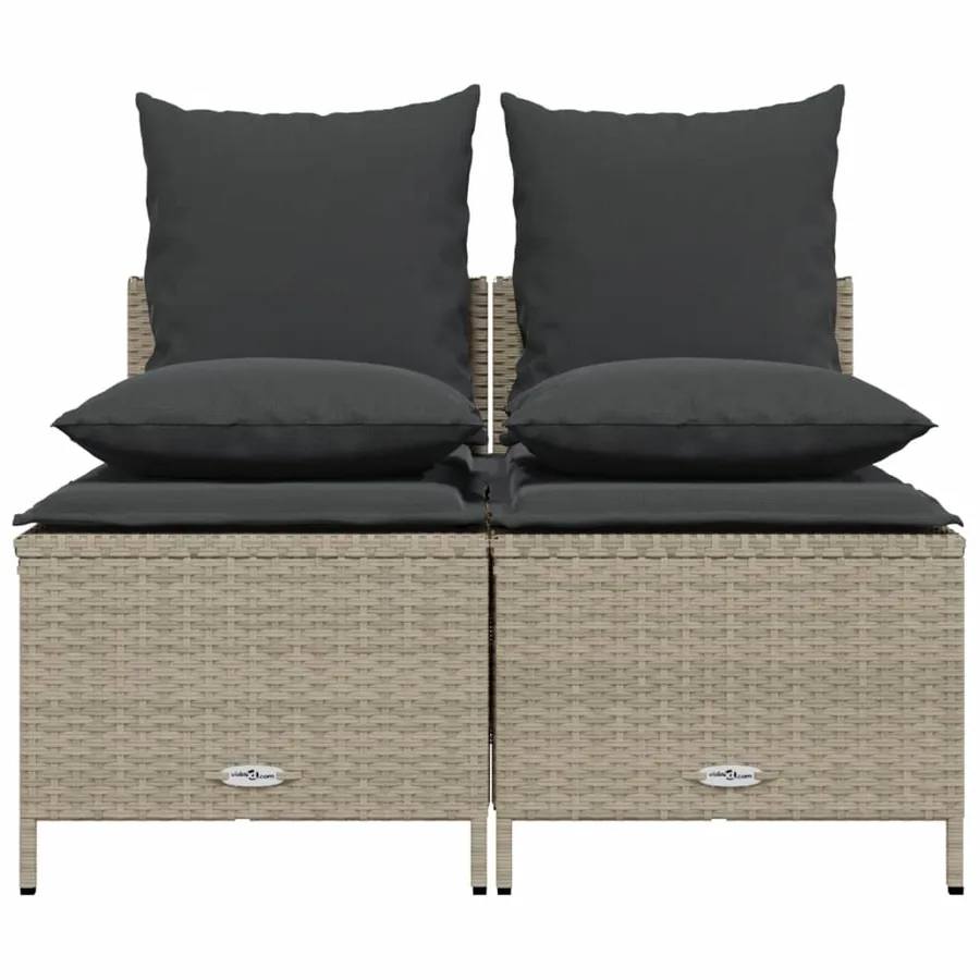 Salon de jardin 4 pcs avec coussins gris clair résine tressée - 3