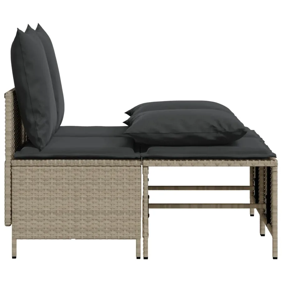 Salon de jardin 4 pcs avec coussins gris clair résine tressée - 4