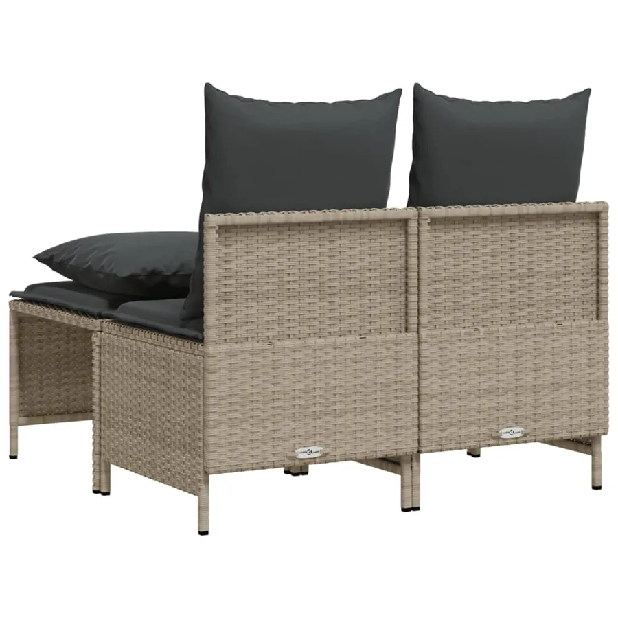 Salon de jardin 4 pcs avec coussins gris clair résine tressée - 5