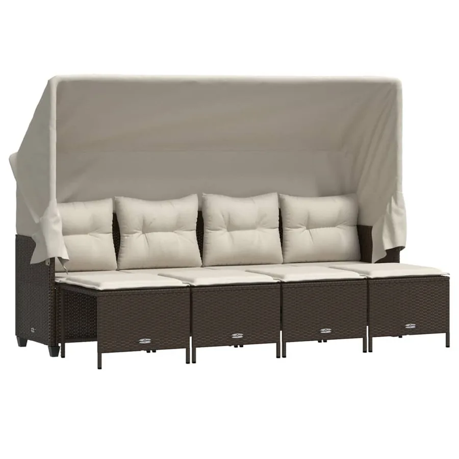 Salon de jardin avec coussins 5 pcs marron résine tressée - 2