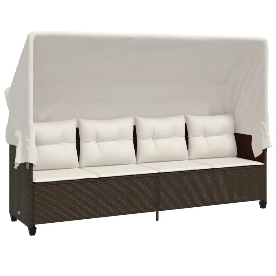 Salon de jardin avec coussins 5 pcs marron résine tressée - 3