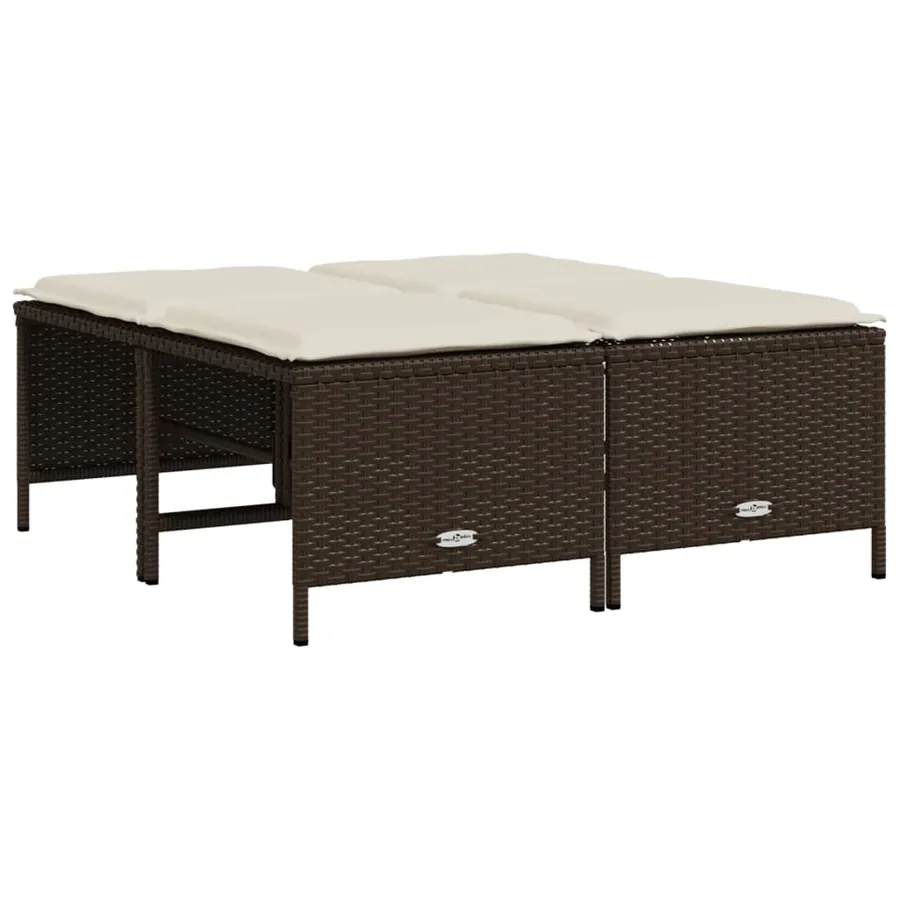 Salon de jardin avec coussins 5 pcs marron résine tressée - 4