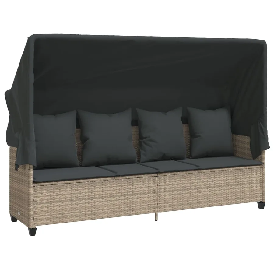 Salon de jardin 5 pcs avec coussins gris clair résine tressée - 3