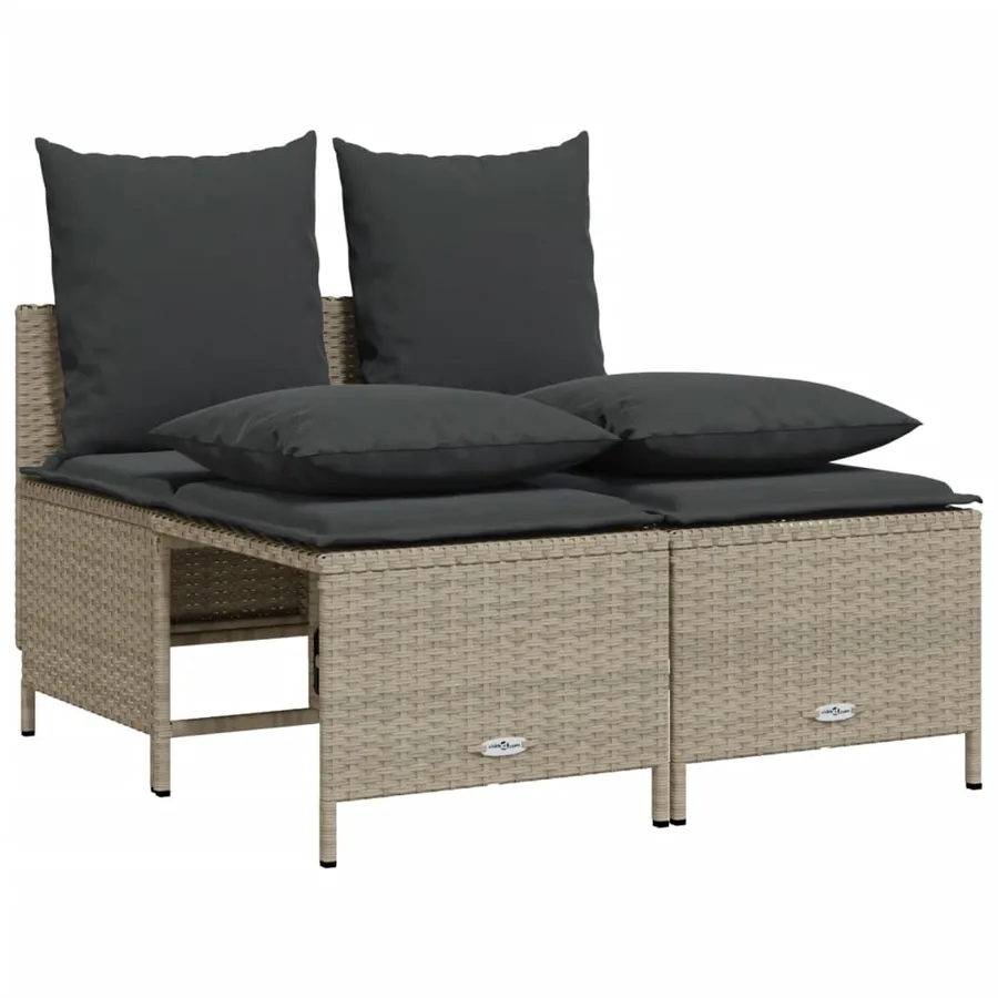 Salon de jardin 5 pcs avec coussins gris clair résine tressée - 4