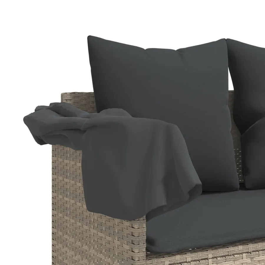 Salon de jardin 5 pcs avec coussins gris clair résine tressée - 6
