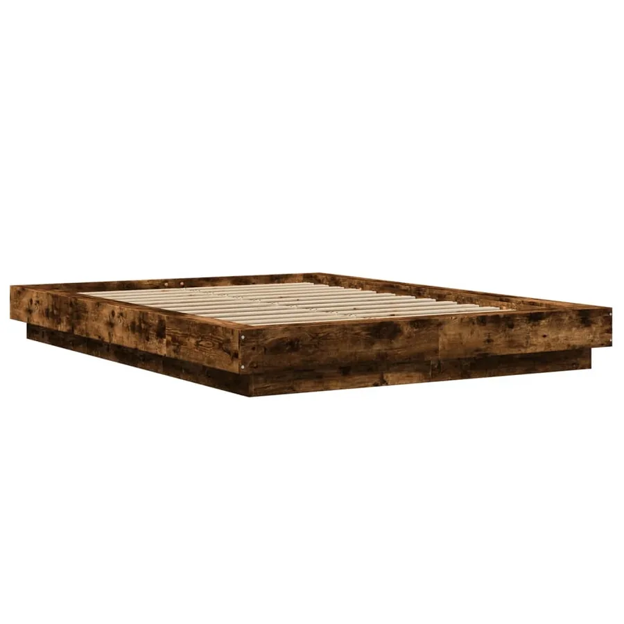 Cadre de lit et lumières LED sans matelas chêne fumé 120x190cm - 3