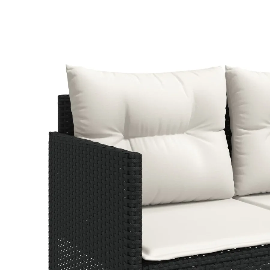 Salon de jardin 5 pcs avec coussins noir résine tressée - 6