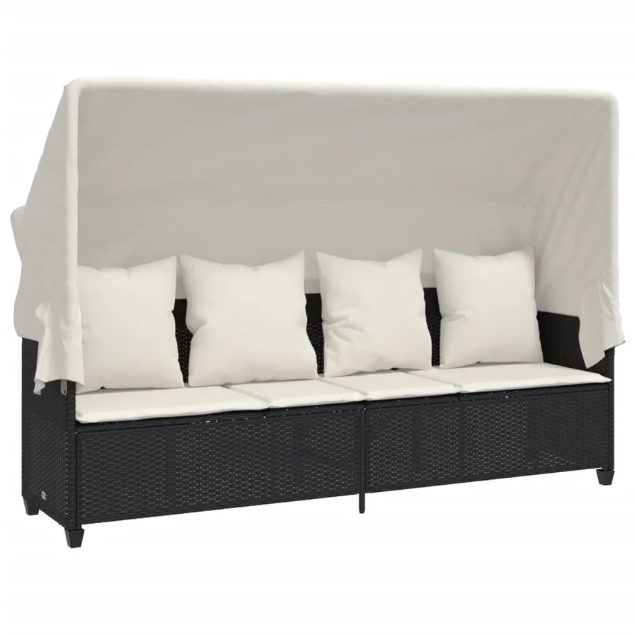 Salon de jardin 5 pcs avec coussins noir résine tressée - 3