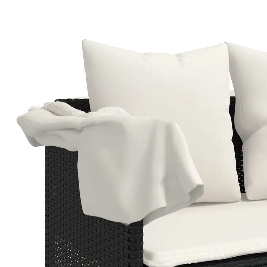 Salon de jardin 5 pcs avec coussins noir résine tressée - 6