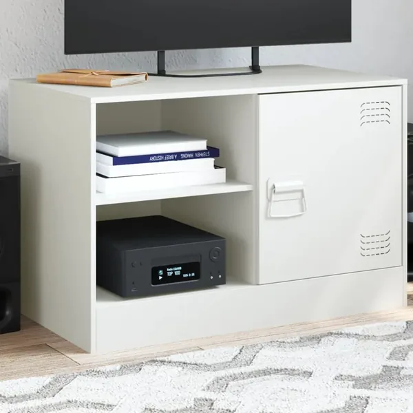 Meuble TV blanc 67x39x44 cm acier