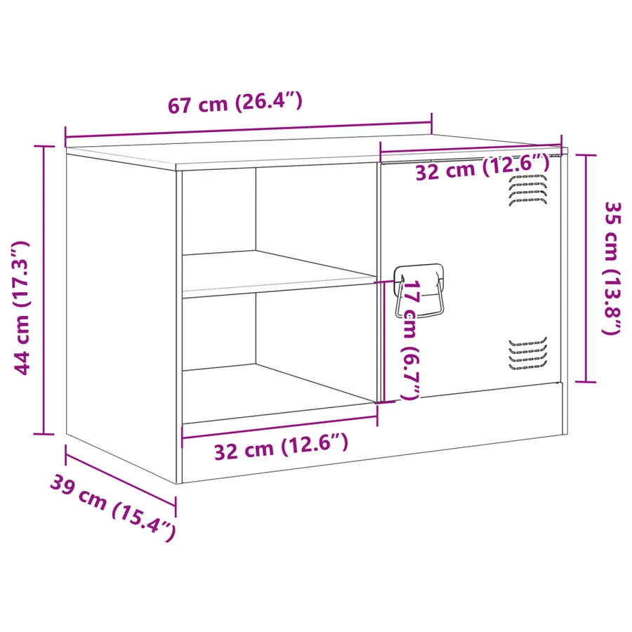 Meuble TV blanc 67x39x44 cm acier - 13