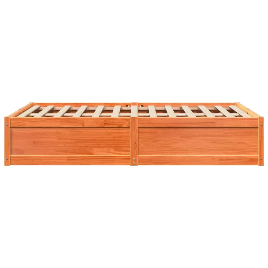 Cadre de lit sans matelas cire marron 135x190cm bois pin massif - 5