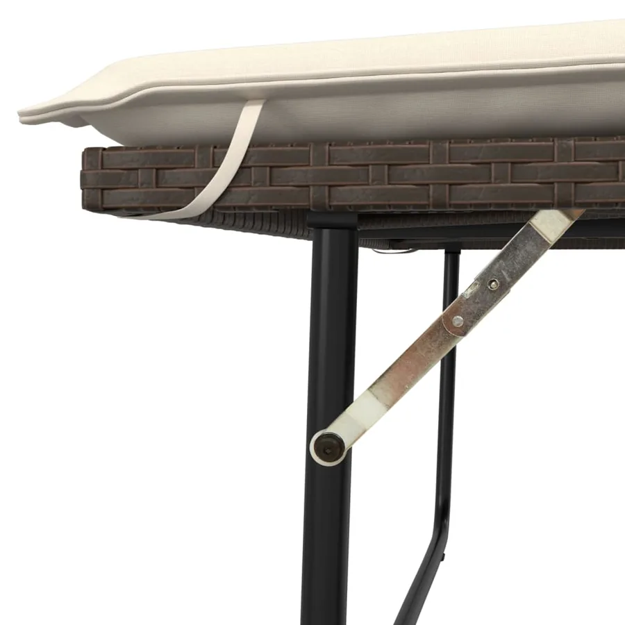 Banc de jardin et coussins et repose-pied marron résine tressée - 9