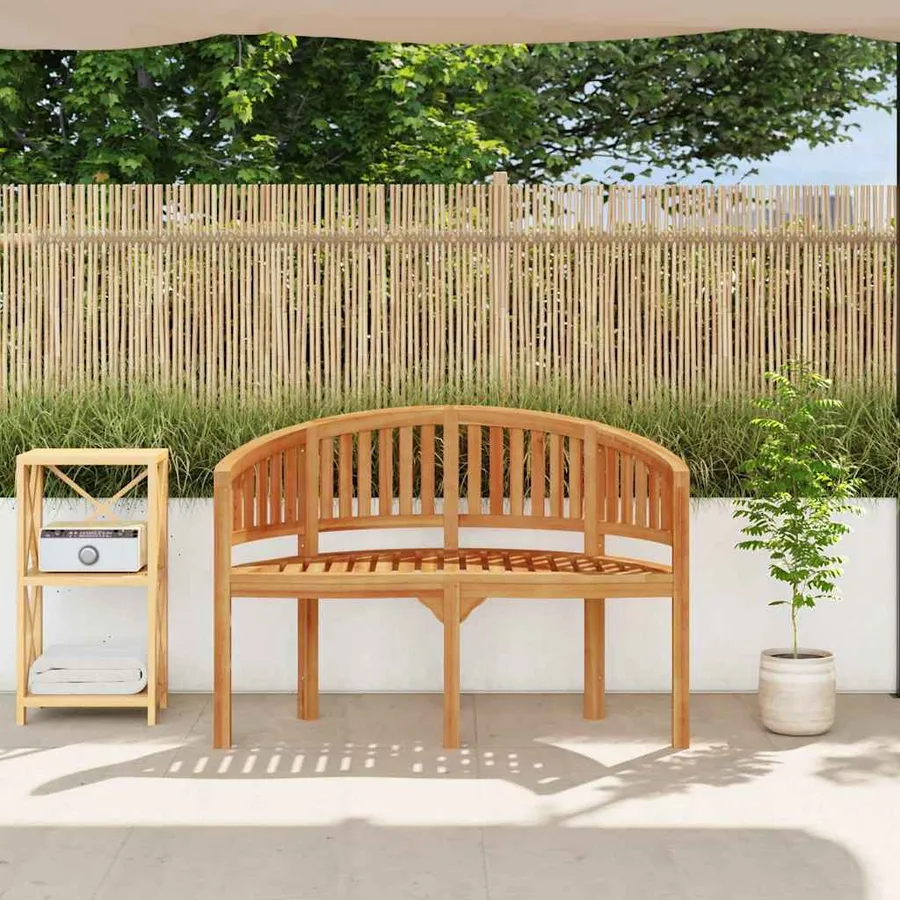Banana-shaped garden bench 120 cm Solid teak - 3