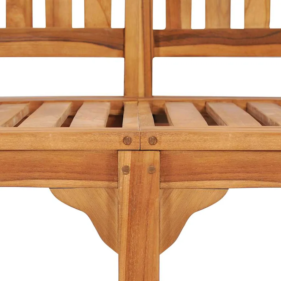 Banc de jardin en forme de banane 120 cm Teck solide - 8