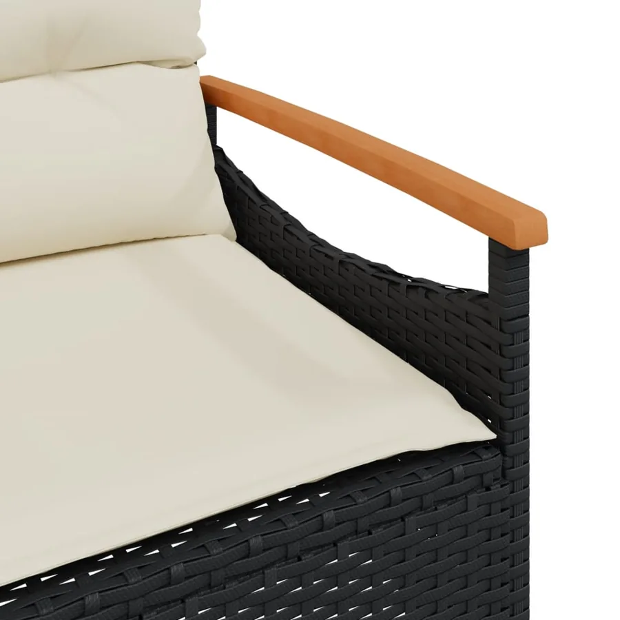 Salon de jardin 4 pcs avec coussins noir résine tressée - 12