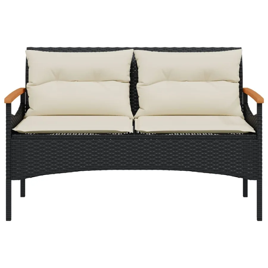 Salon de jardin 4 pcs avec coussins noir résine tressée - 4