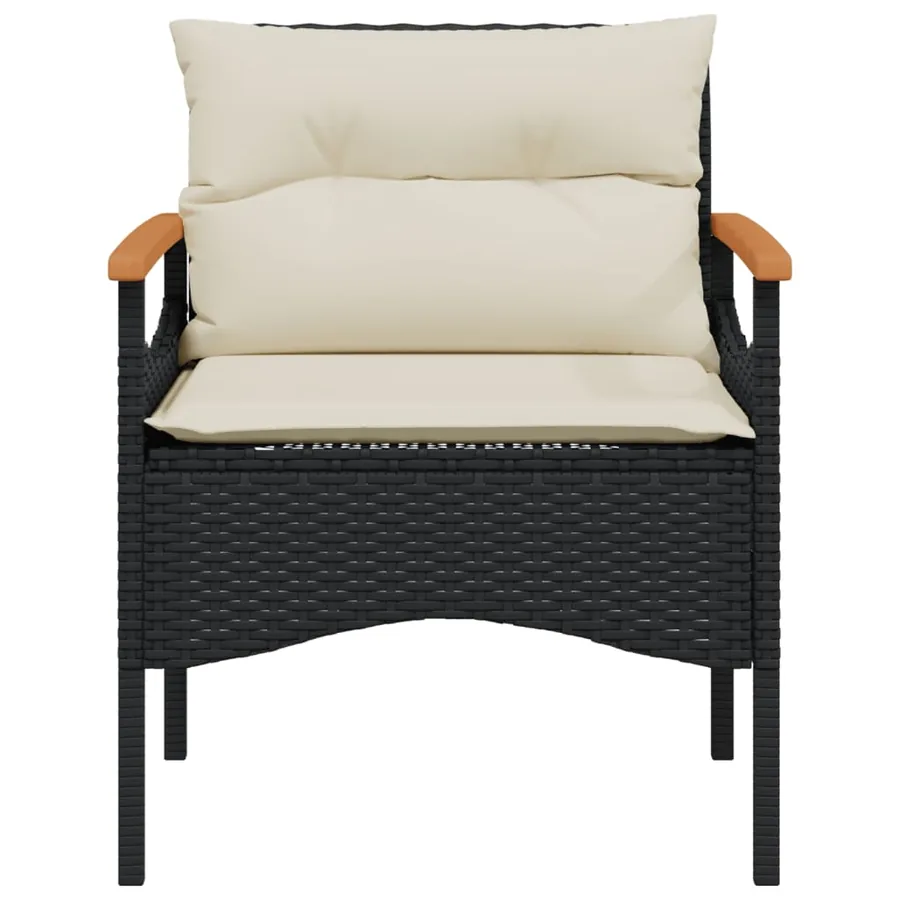 Salon de jardin 4 pcs avec coussins noir résine tressée - 6