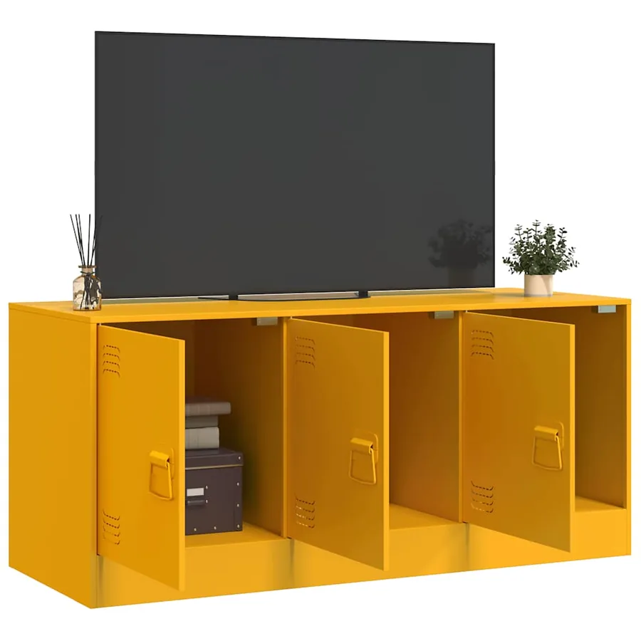 Meuble TV jaune moutarde 99x39x44 cm acier - 4