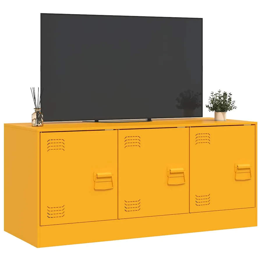Meuble TV jaune moutarde 99x39x44 cm acier - 5