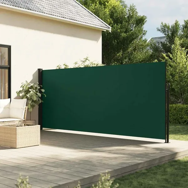Auvent latéral rétractable vert foncé 160x500 cm