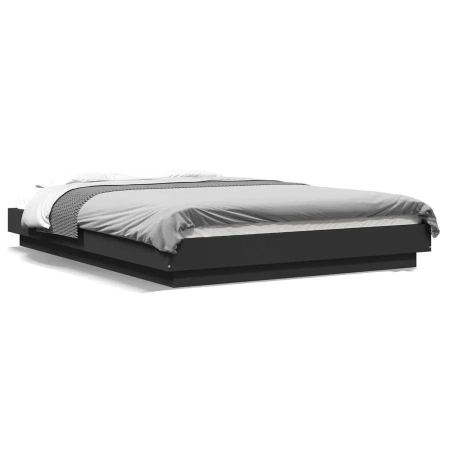 Cadre de lit avec lumières LED sans matelas noir 120x200 cm - 2