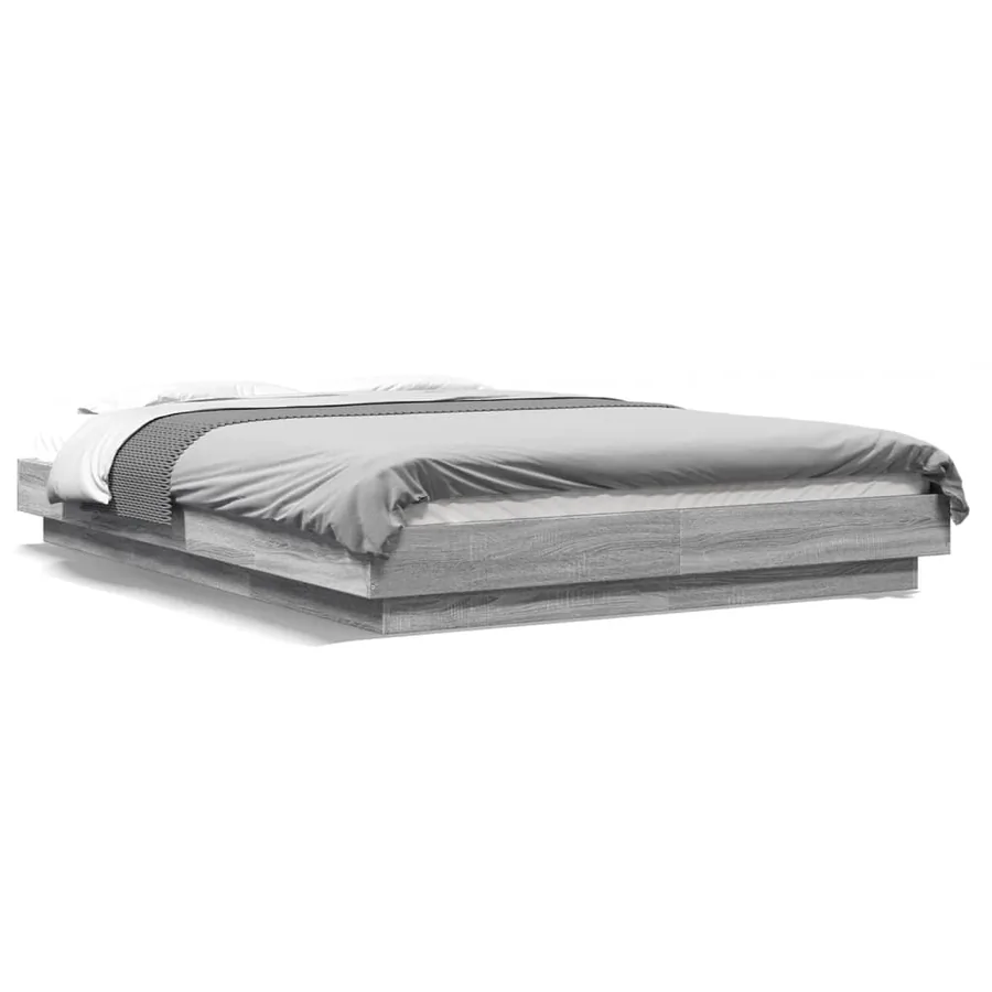 Cadre de lit et lumières LED sans matelas sonoma gris 120x200cm - 2
