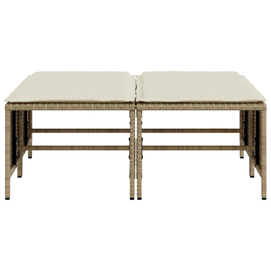 Tabourets de jardin avec coussins lot de 4 beige résine tressée - 4