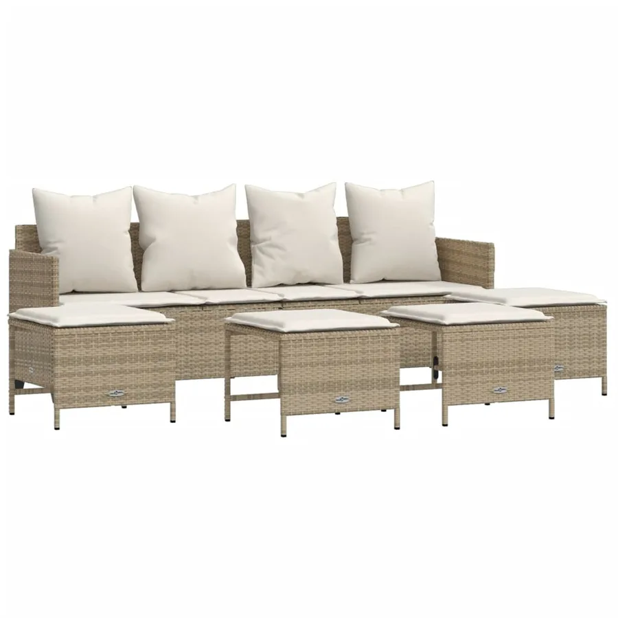 Salon de jardin avec coussins 5 pcs beige résine tressée - 2