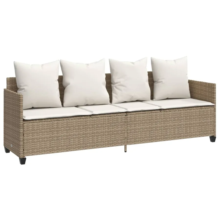 Salon de jardin avec coussins 5 pcs beige résine tressée - 3