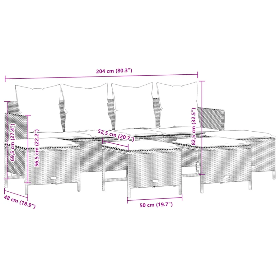 Salon de jardin avec coussins 5 pcs beige résine tressée - 7