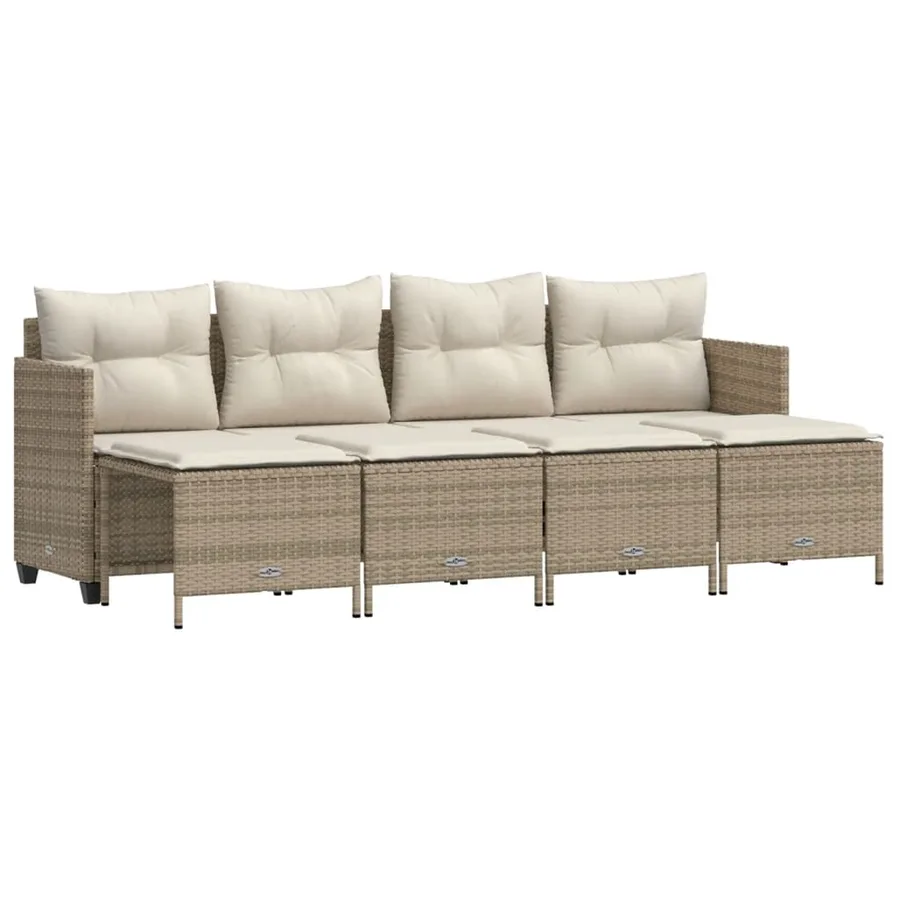 Salon de jardin avec coussins 5 pcs beige résine tressée - 2