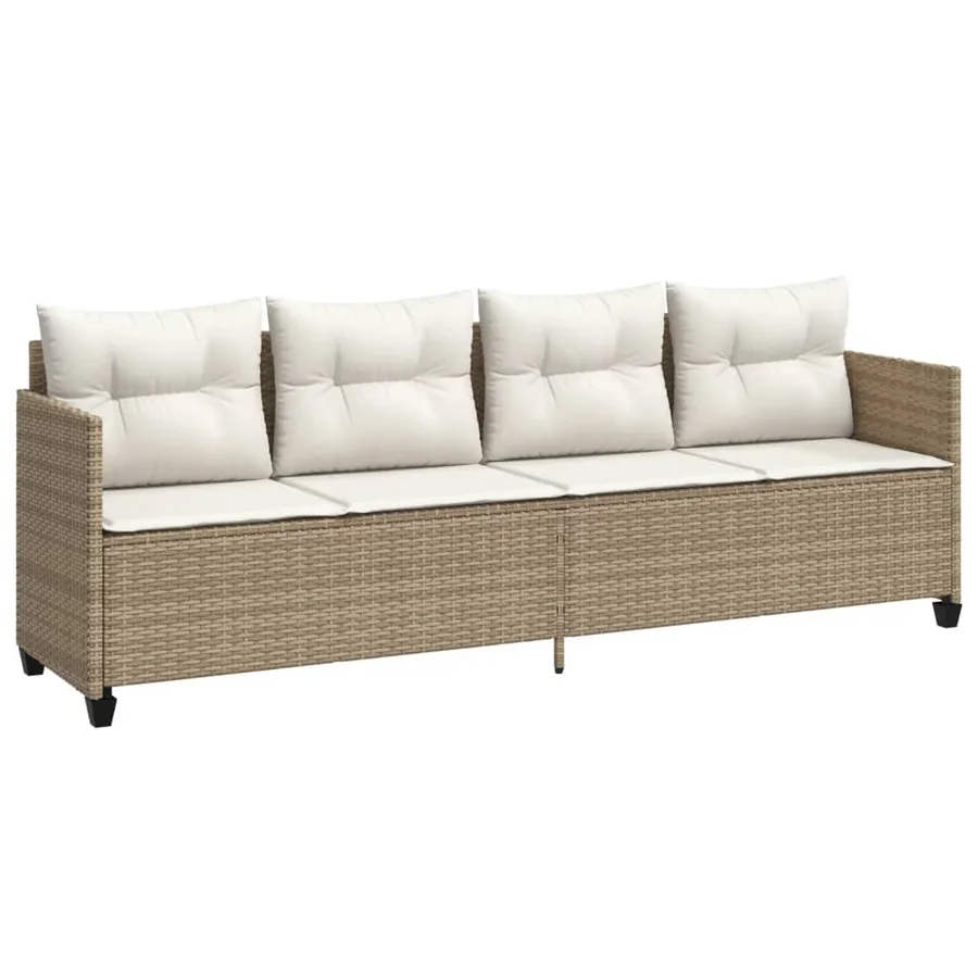 Salon de jardin avec coussins 5 pcs beige résine tressée - 3