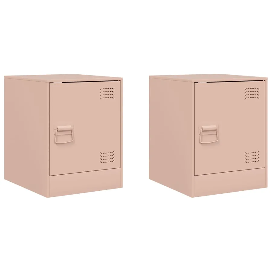 Tables de chevet 2 pcs rose 34,5x39x44 cm acier - 2