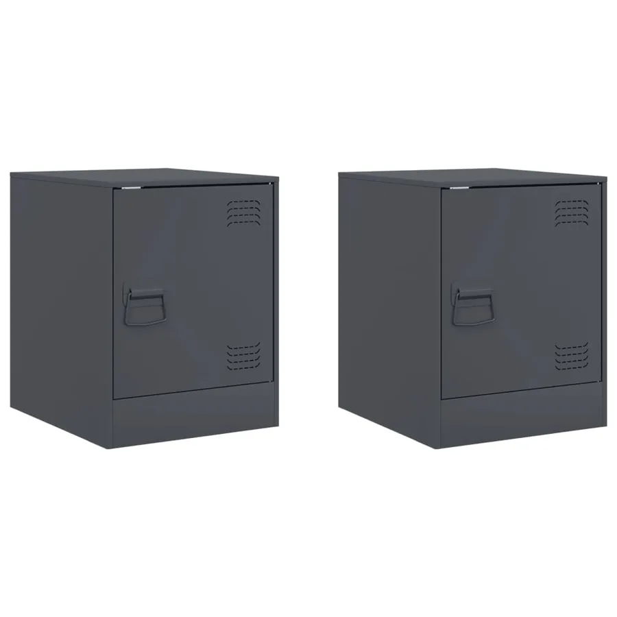Tables de chevet 2 pcs anthracite 34,5x39x44 cm acier - 2