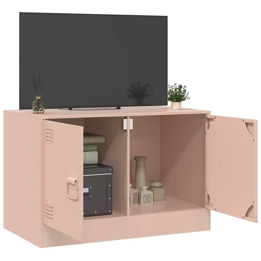 Meuble TV rose 67x39x44 cm acier - 3