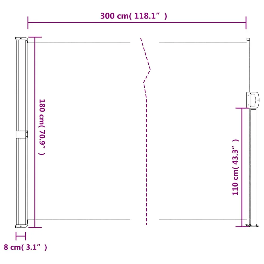 Auvent latéral rétractable blanc 180x300 cm - 10