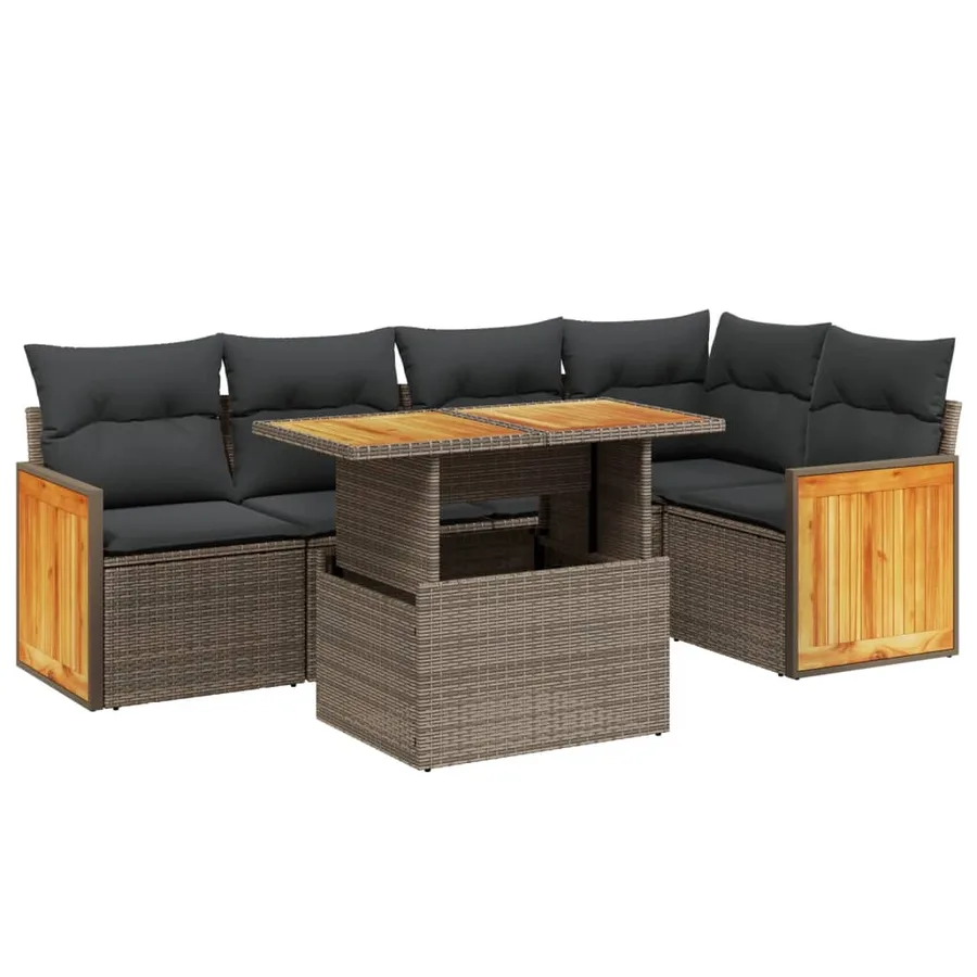 Salon de jardin avec coussins 6 pcs beige résine tressée - 2