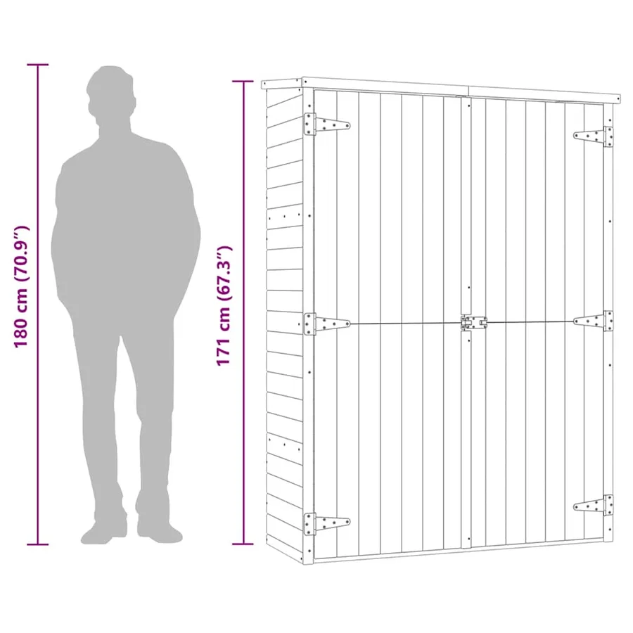 Abri à outils de jardin 123x50x171 cm Pinède imprégnée - 12