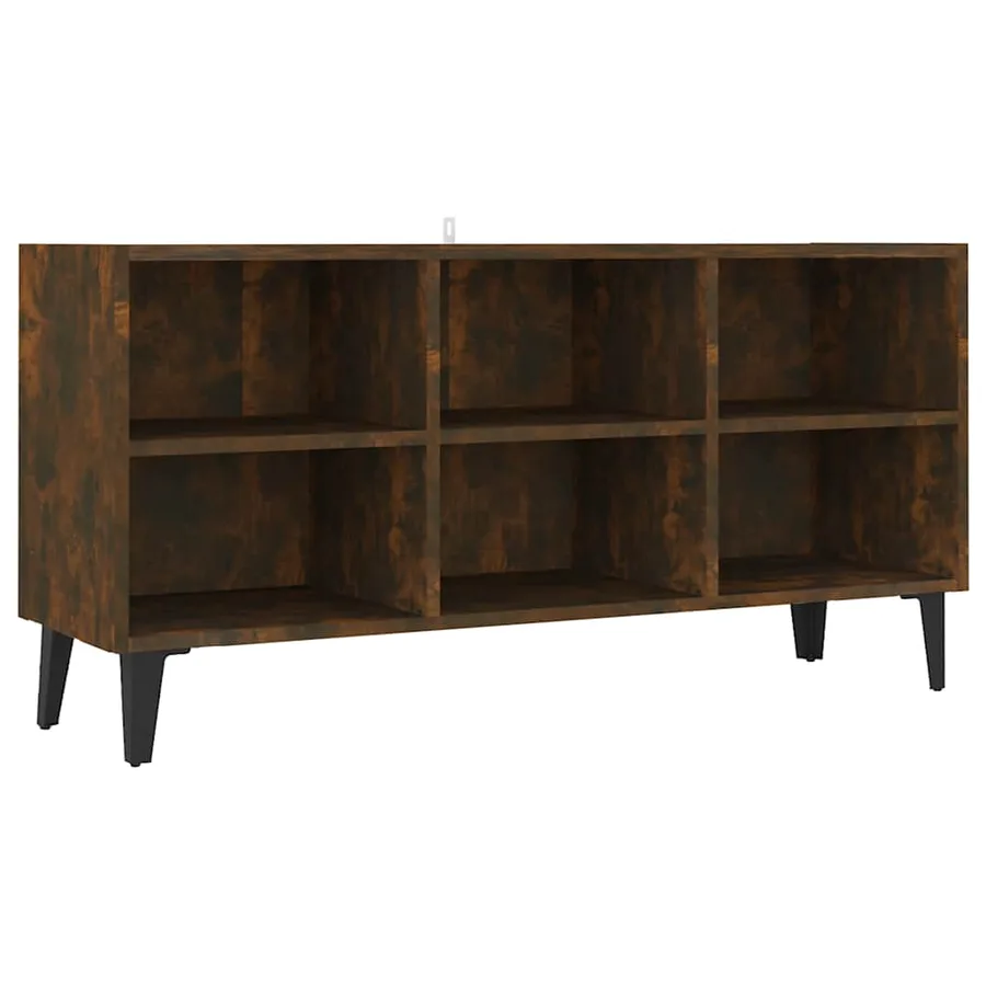 Meuble TV avec pieds en métal Chêne fumé 103,5x30x50 cm - 2